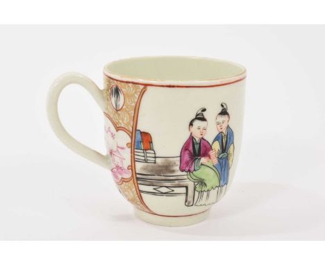 A Worcester coffee cup, circa 1768, possibly painted in the atelier of James Giles with the 'Boy in the Window' pattern, with