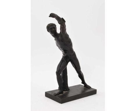 19th century continental Grand Tour bronze sculpture of a gladiator, on rectangular plinth base, 26cm high 