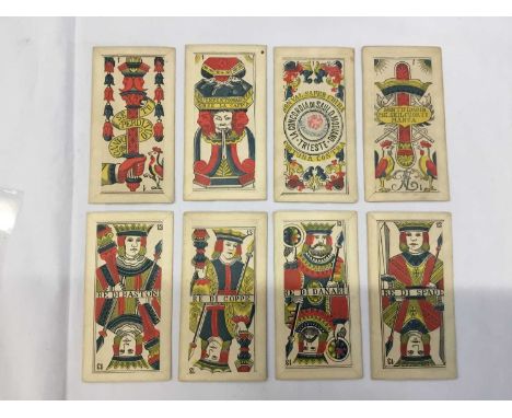 Complete deck of 52 Triestine pattern playing cards, circa 1895. Mr Rayner states in his notes 'Standard Triestine pattern, b