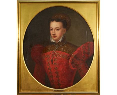 John Medina (1721-1796) oil on canvas - Mary Queen of Scots, 76cm x 63cm, in oval slip and gilt frame, with original bill of 