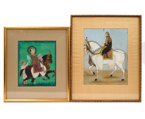 North Indian School, late 18th / early 19th century, gouache portrait of a nobleman, 20 x 16cm, glazed frame, and another Ind