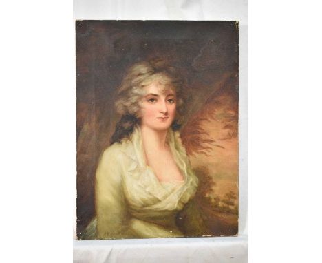 After Sir Henry Raeburn (1756-1823) oil on canvas - portrait of a lady, 41cm x 31cm, unframed 
