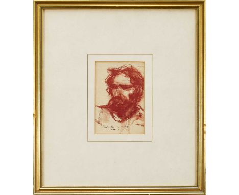 *Pietro Annigoni (1910-1988) red chalk drawing, head of a man, signed, 14cm x 9.5cm, in glazed gilt frameProvenance: Frost & 