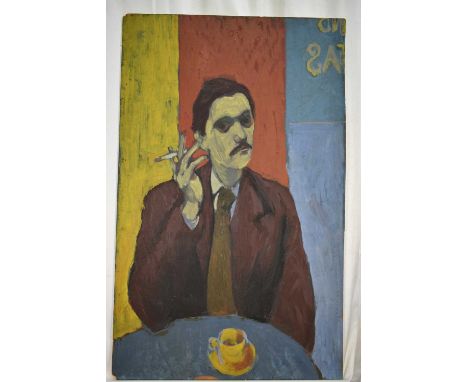 *William Senior, 20th century oil on board - Self-Portrait, inscribed verso, 75cm x 47cm, unframed