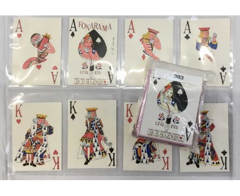Elaine Lewis complete deck of Fonarama playing cards, the court cards depicted sitting on folded playing cards, using the pho