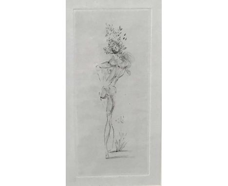 *Salvador Dali (1904-1989) drypoint etching - Nude, 1967, from Apollinaire - Poèmes Secrets, edition of 380, 18cm x 8cm, in g