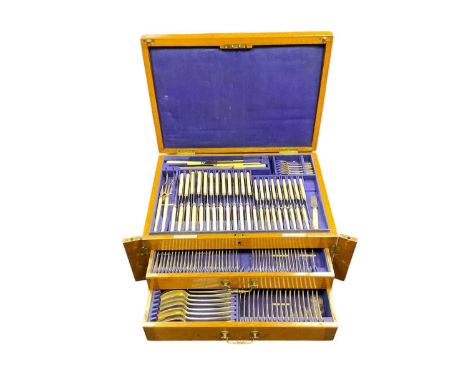 Part canteen of 1920s silver Old English pattern cutlery, comprising 23 dinner forks, pickle fork, butter knife, 17 dessert f