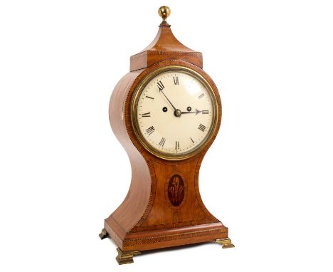 Fine Regency satinwood balloon form bracket clock signed Tregent, Strand, London with painted circular dial, twin fusée movem