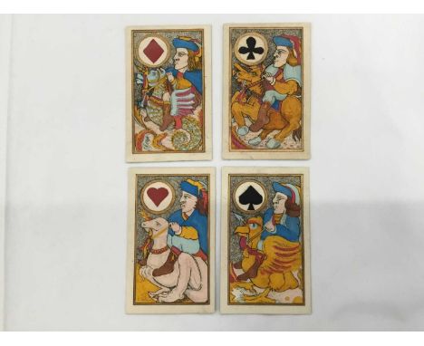Complete deck of 12 early Karl Gerich 'The Four Elements' playing cards, published 1983. Signed to rear of King of Hearts and