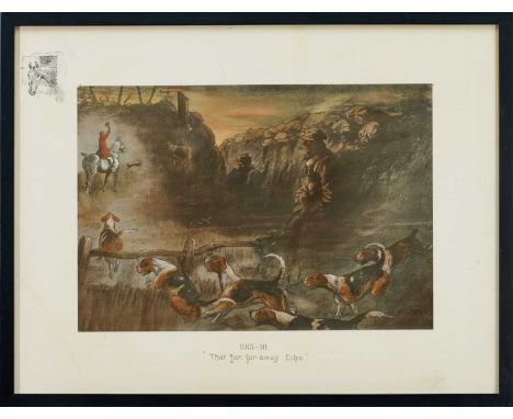 *Snaffles, Charles Johnson Payne (1884-1967) signed print - "That far, far-away Echo", with snaffle blindstamp, 37cm x 48cm, 