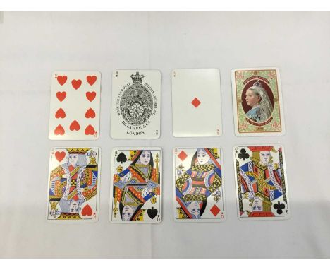 Deck of 1897 Queen Victoria Diamond Jubilee playing cards, with box marked for J. H. Bishop, Art Stationers, BournemouthProve