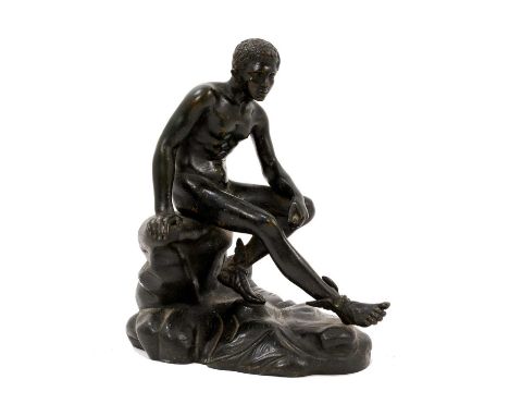 19th century continental Grand Tour bronze sculpture of Hermes at rest, 19cm high