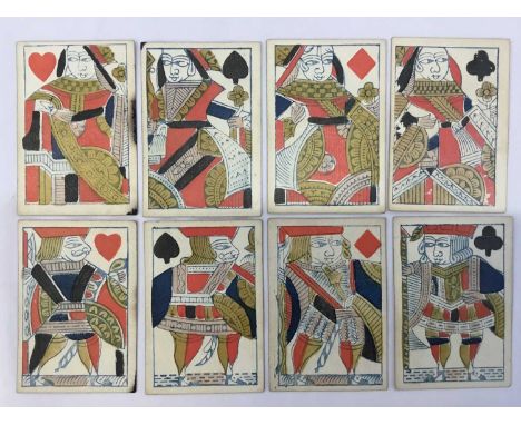 Complete deck of Goodall single ended courts playing cards, circa 1840, of lodge type 1 style, Old Frizzle AS (1828-1862)Prov