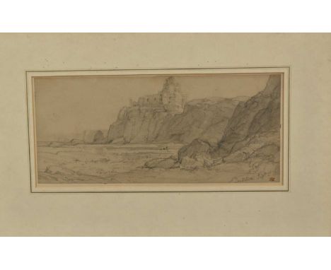 William Leighton Leitch (1804-1883) pencil drawing - Tantallon Castle, stamped and dated Sept. 2nd 1863, 15cm x 34cm, in glaz