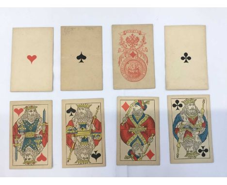 Russian French suited Bezique standard pack of 36 playing cards, circa 1880, 'second sort'Provenance: The Christopher Rayner 