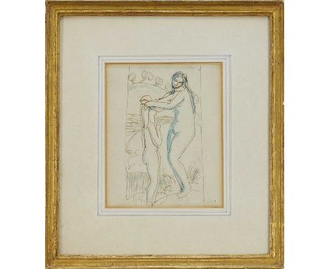 *Augustus John (1878-1961) watercolour, pen and ink sketch of a Woman and Child, 14cm x 11cm, in glazed gilt frameProvenance: