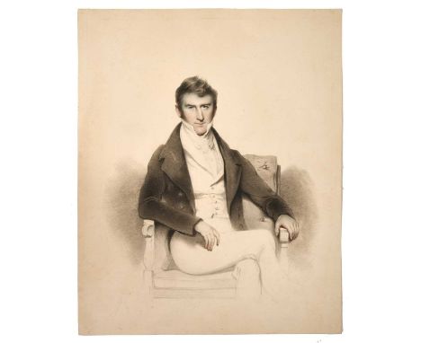 English School, circa 1820, pencil and watercolour three quarter length portrait of a Gentleman named verso at the Honourable