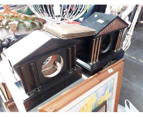 Two slate mantle clock cases 