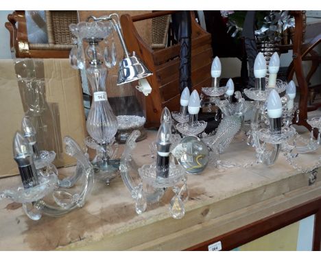 Two plastic chandelier light fittings 