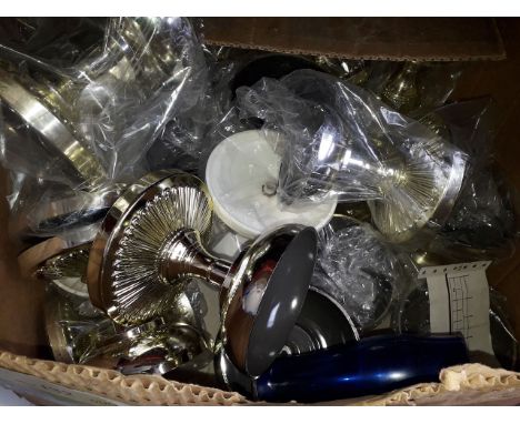 A box of flower holders/lamp bases 