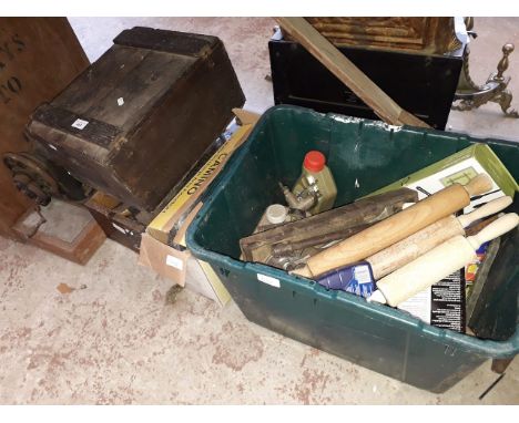 four boxes of mixed tools and a sewing machine 