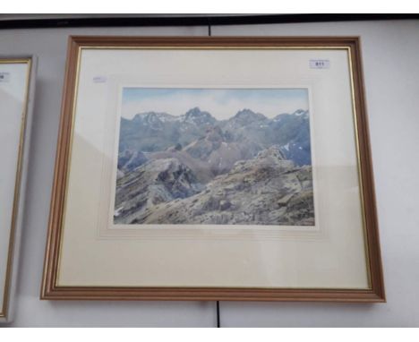 Jill M. Aldersley, " The Cuillin Ridge - Skye", watercolour, 35cm x 26cm, signed lower right, labelled verso, glazed and fram