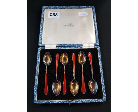 WALKER AND HALL ANTIQUE SILVER AND ENAMEL SPOONS 