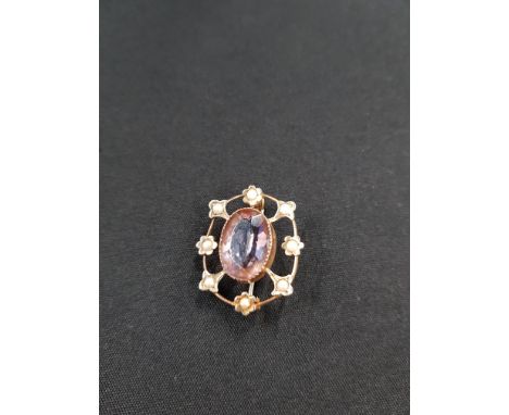 GOLD VICTORIAN AMETHYST &amp; PEARL BROOCH 