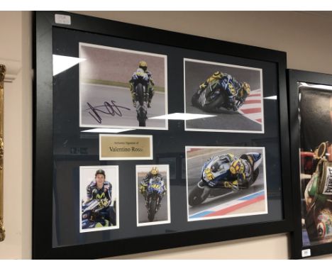 A sporting memorabilia montage : Valentino Rossi, signed photographic print, with certificate of authenticity from Montage Mo