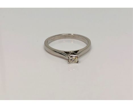 An 18ct white gold princess cut diamond solitaire ring, approx. 0.2 carat, size O CONDITION REPORT: 2.9g