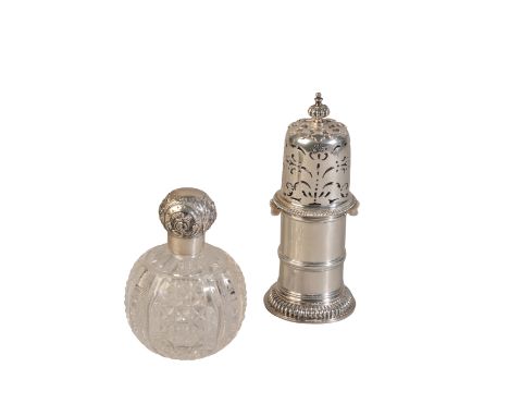 A GEORGE VI BRITANNIA STANDARD SILVER SUGAR CASTERby Asprey & Co, London 1937, of Lighthouse form, with knopped finial, flori