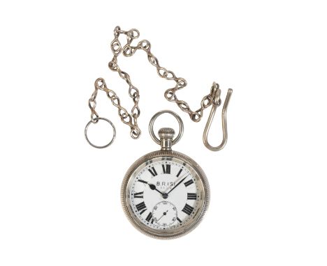 A GENTLEMAN'S SILVER-PLATED OPEN-FACE POCKET WATCHwith keyless wind movement, the white enamel dial with subsidiary seconds d