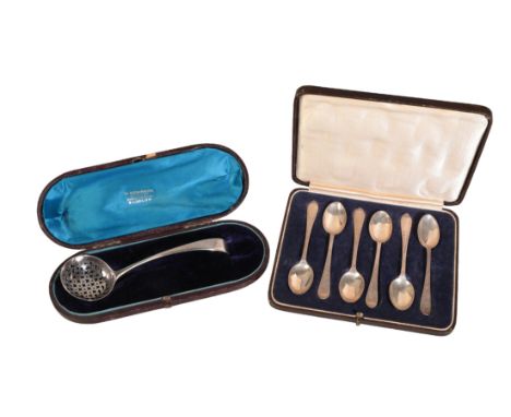 A GEORGE III SILVER OLD ENGLISH PATTERN SIFTER SPOONby George Smith & William Fearn, London 1794, together with a set of six 