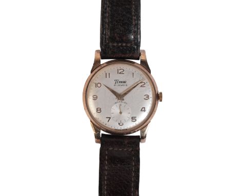 TIMOR: A GENTLEMAN'S GOLD-PLATED WRISTWATCHwith manual wind movement, the silver dial with subsidiary seconds dial, gold Arab