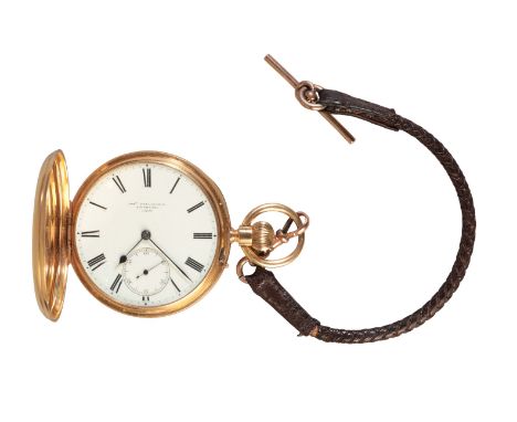 A GENTLEMAN'S 18CT GOLD KEYLESS LEVER POCKET WATCHby Penlington & Hutton, Liverpool, movement no. 14699, in full hunting case