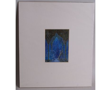 Julia Finzel 'Indian Temple' ink and watercolour, signed and dated 1999 lower right, mounted, 14 x 10cm. together with Elizab