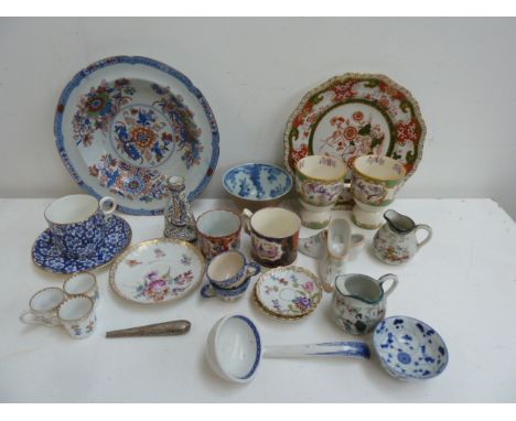 A quantity of ceramics including Copeland Spode, various miniature hand painted cups and saucers, Dresden
