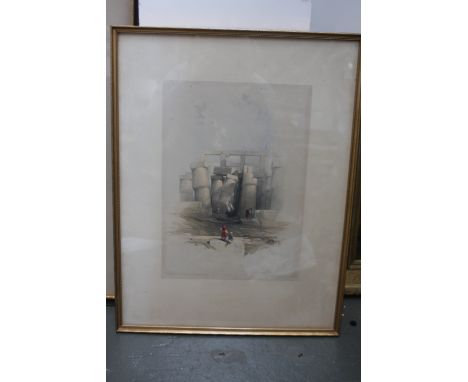 After David Roberts R.A (1796-1864 British) Port of the Hall of Columns at Karnak Thebes, colour lithograph by Lois Haghe, fr