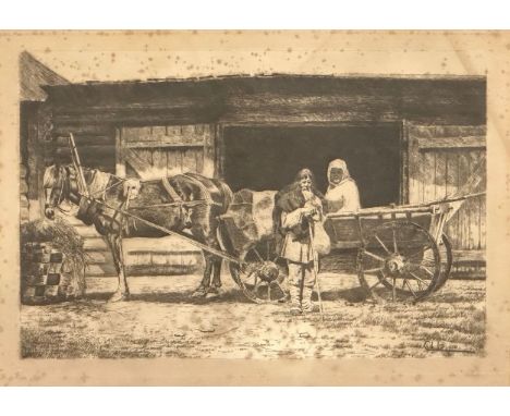 Karel Boom/Charles Boom (1858-1939) signed etching. 36.5cm x 25cm. Frame 47.5cm x 37.5cm 