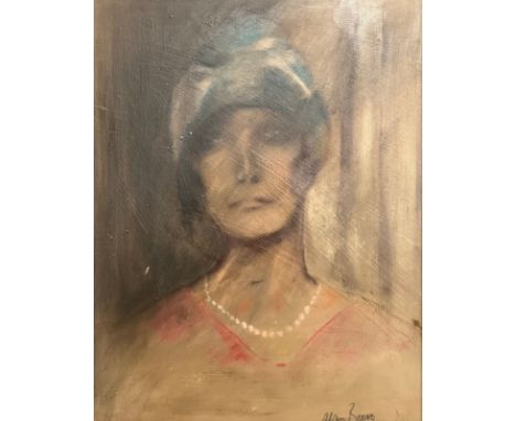Alan Beers. Oil on board. Portrait of a Lady. 37cm x 48cm. Frame 44cm x 55cm. 