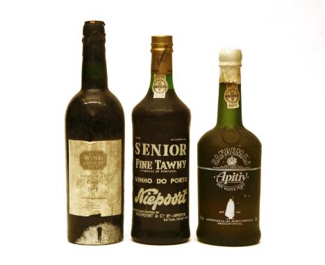 Croft, Vintage Port, 1963, retailed by The Wine Society, one bottle; Niepoort, Senior Fine Tawny Port, one bottle and Sandema