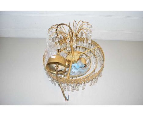 MODERN THREE LIGHT CEILING LIGHT FITTING WITH HANGING DRAPES