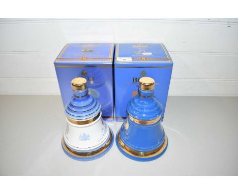 BELLS SCOTCH WHISKEY COMMEMORATIVE WADE DECANTERS, QUEEN MOTHERS 100TH BIRTHDAY AND 75TH BIRTHDAY OF QUEEN ELIZABETH II, SEAL