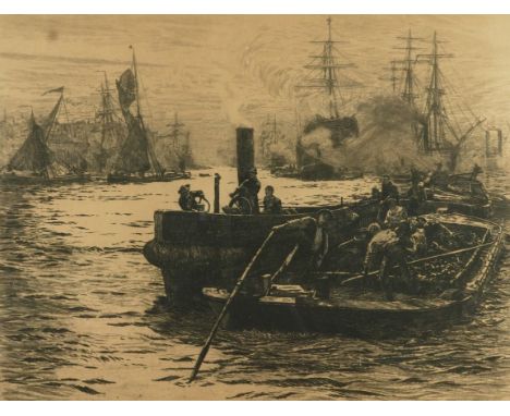 WILLIAM LIONEL WYLLIE (BRITISH, 1851-1931)Toil, Glitter, Grime and Wealth on the Thames signed in pencil 'W. L. Wyllie' (in l