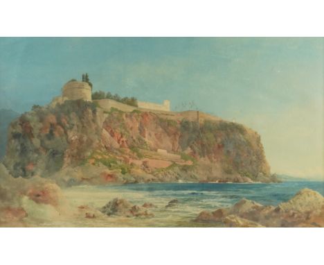 ARTHUR CROFT (BRITISH, 1828-1902)A coastal fort dated '1889' (verso) watercolour 35 x 60cm  Provenance The artist, thence by 