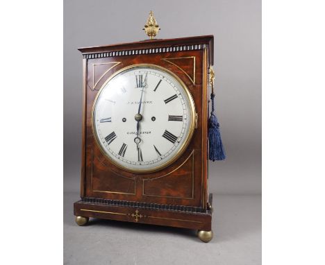 A Regency mahogany and brass inlaid bracket clock with eight-day twin fusee striking movement repeater by S Tanner Cirenceste