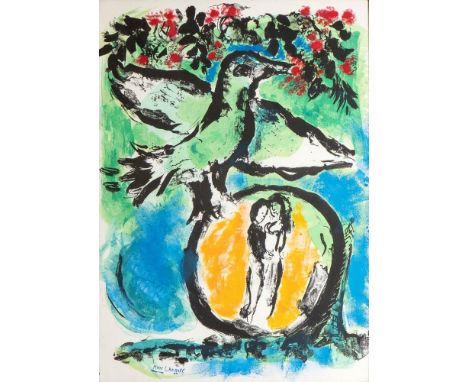 Marc Chagall (dapres) (Vitebsk, 1887 - San Paolo di Venza, 1985) Stampa tratta da L'Oiseau Vert stampa cm 70x50; cm 106x90Fir