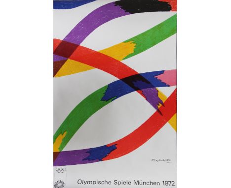 After Piero Dorazio, (Italian)
Colour lithograph poster,
'Olympische Spiele Munchen 1972', an original Munich Olympic poster,