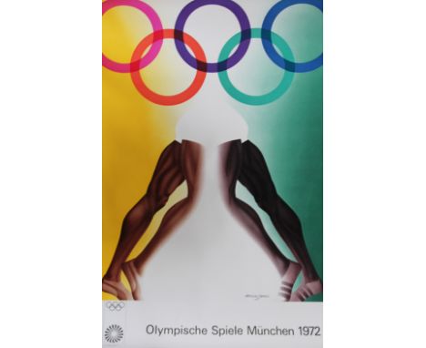 After Allen Jones, (British)
Colour lithograph poster,
'Olympische Spiele Munchen 1972', an original Munich Olympic poster wi