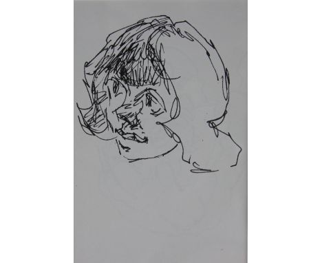 Sir Kyffin Williams (1918-2006)
ink on paper,
Study of a girls head,
Gifted Daler Lyndhurst sketch book 7" x 5" containing ma